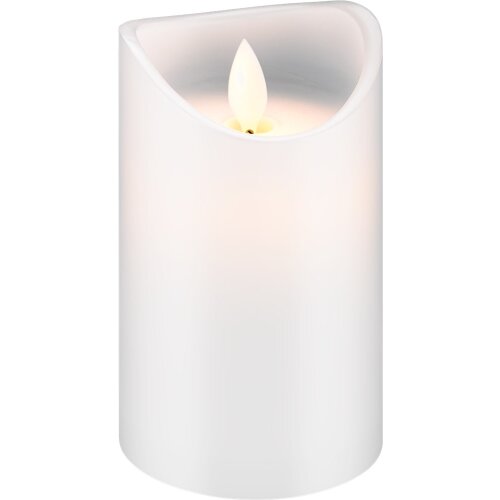 LED Echtwachs-Kerze, wei&szlig;, 7,5 x 12,5 cm