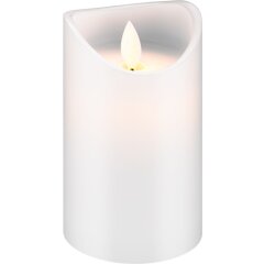 LED Echtwachs Kerze wei&szlig; 7,5 x 12,5cm mit Timerfunktion
