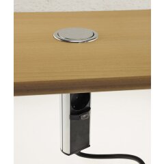 Edelstahl Schreibtisch Einbausteckdose versenkbar 2x USB