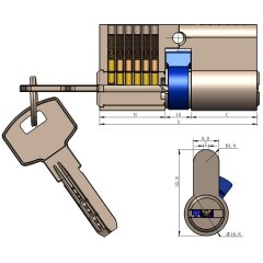 Schlie&szlig;zylinder 70mm (40+30mm) + 5 Sicherheitsschl&uuml;ssel