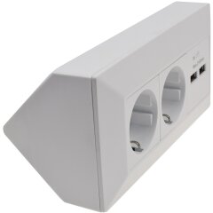 Steckdosenblock 2-fach mit USB wei&szlig; matt
