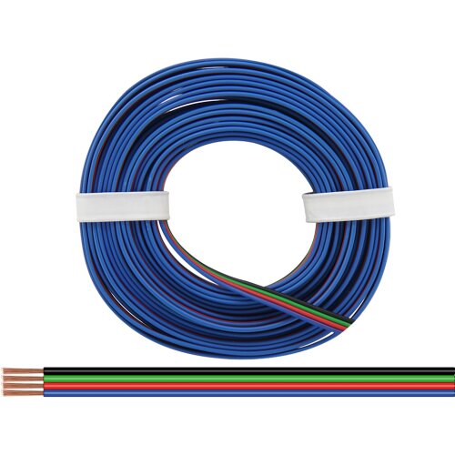 10m Litze 4x0,50mm&sup2; schwarz/gr&uuml;n/rot/blau RGB LED