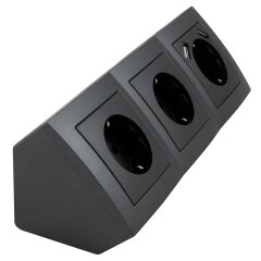 Steckdosenblock 3-fach mit USB anthrazit
