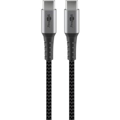 USB-C&trade;-auf-USB-C&trade;-Textilkabel mit Metallsteckern (spacegrau/silber), 1 m