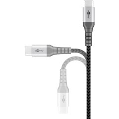 USB-C&trade;-auf-USB-A-Textilkabel mit Metallsteckern (spacegrau/silber), 1 m