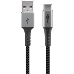 USB-C™-auf-USB-A-Textilkabel mit Metallsteckern 2 m...