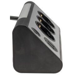 3-fach Steckdosenblock aus Edelstahl mit 2x USB &amp; Licht