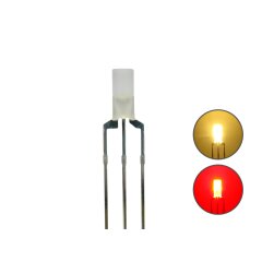 DUO Zylinder LED 3mm diffus 3pin Anode warmweiß / rot