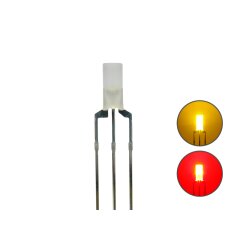 DUO Zylinder LED 3mm diffus 3pin Anode gelb / rot