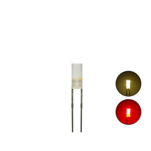 DUO Zylinder LED 3mm diffus 2pin Anode warmwei&szlig; / rot