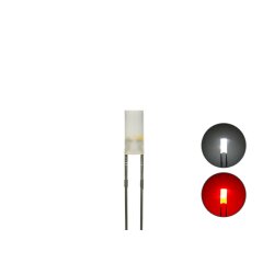 DUO Zylinder LED 3mm diffus 2pin Anode kaltweiß / rot