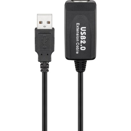 Aktives USB 2.0 Verl&auml;ngerungskabel, schwarz 10 m