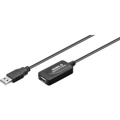 Aktives USB 2.0 Verl&auml;ngerungskabel, schwarz 10 m