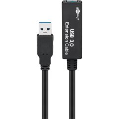 Aktives USB 3.0 Verlängerungskabel, Schwarz 5 m