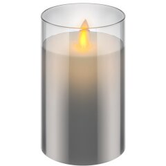 LED Echtwachs-Kerze im Glas, 7,5 x 12,5 cm, weiß