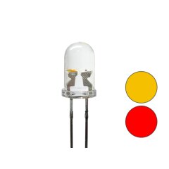 DUO Bi-Color Bipolar LED 5mm 2pin klar gelb / rot