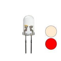 DUO Bi-Color Bipolar LED 5mm 2pin klar warmweiß / rot