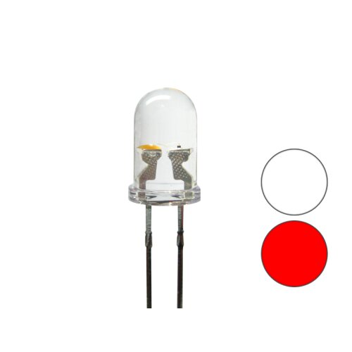 DUO Bi-Color Bipolar LED 5mm 2pin klar kaltwei&szlig; / rot