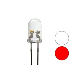 DUO Bi-Color Bipolar LED 5mm 2pin klar kaltweiß / rot
