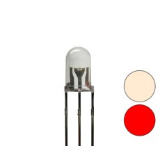 DUO LED 5mm klar 3pin Anode warmweiß / rot