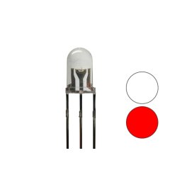 DUO LED 5mm klar 3pin Anode kaltweiß / rot