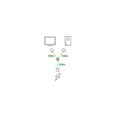 Netz-Y-Kabel, 1x Schutzkontaktstecker zu 2x Kaltger&auml;testecker, 1,8m