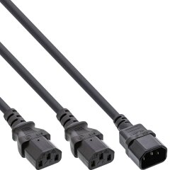 Netz-Y-Kabel, Kaltgeräte, 1x IEC-C14 auf 2x IEC-C13,...