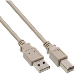 USB 2.0 Kabel, A an B, beige, 2m