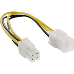 Strom Verl&auml;ngerung intern, P4 4pol Stecker / Buchse, Netzteil zu Mainboard, 0,2m